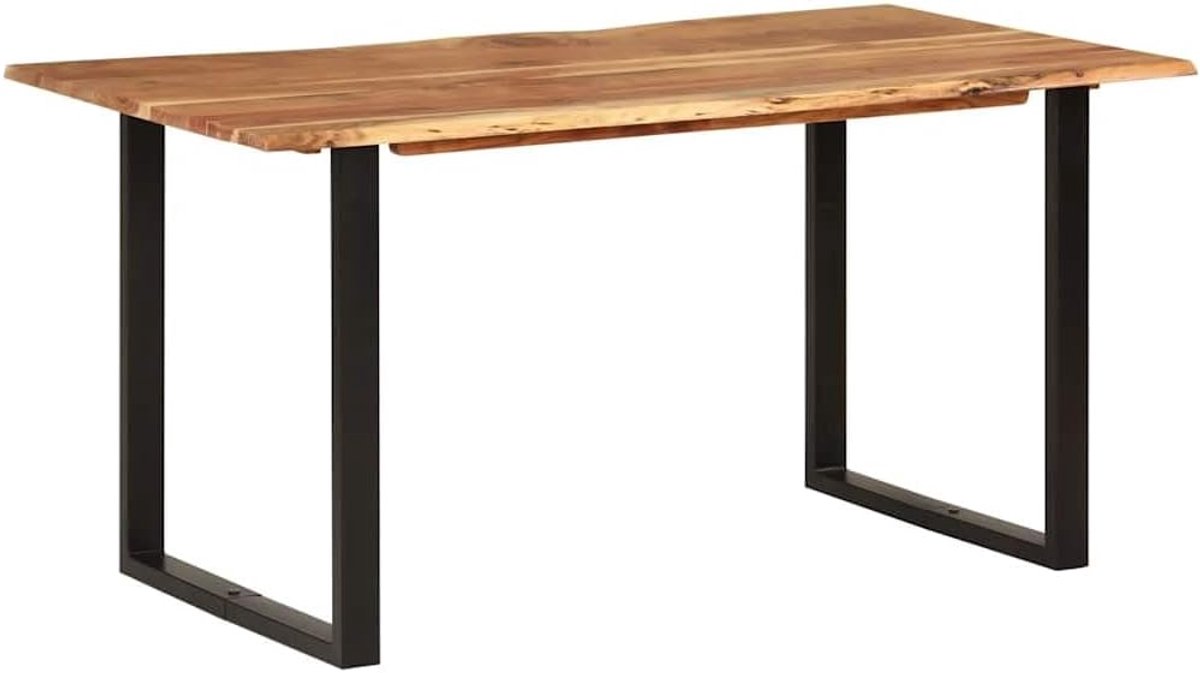 Massief Acaciahouten Eettafel, Boomstamtafel, Eetkamer/keukenmeubilair (Zwart 180x90x76cm) (154 x 80 x 76 cm)