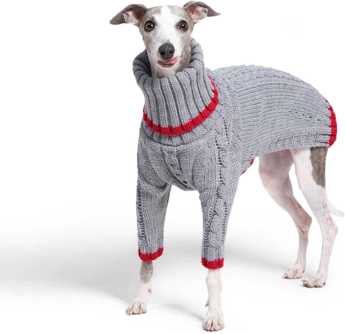 Windhondkleding, warme trui voor Whippets, jumpsuit voor honden, tweekleppige rolkraag, warme trui voor kleine tot middelgrote honden (maat XL, grijs)