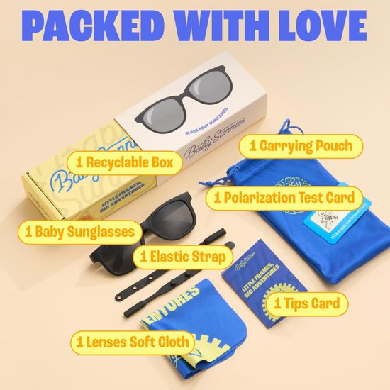 Babysunnies Zwarte Gepolariseerde Babyzonnebril met Bandje (0–24 Maanden) - Flexibele UV400 Babyzonnebril — afbeelding 2