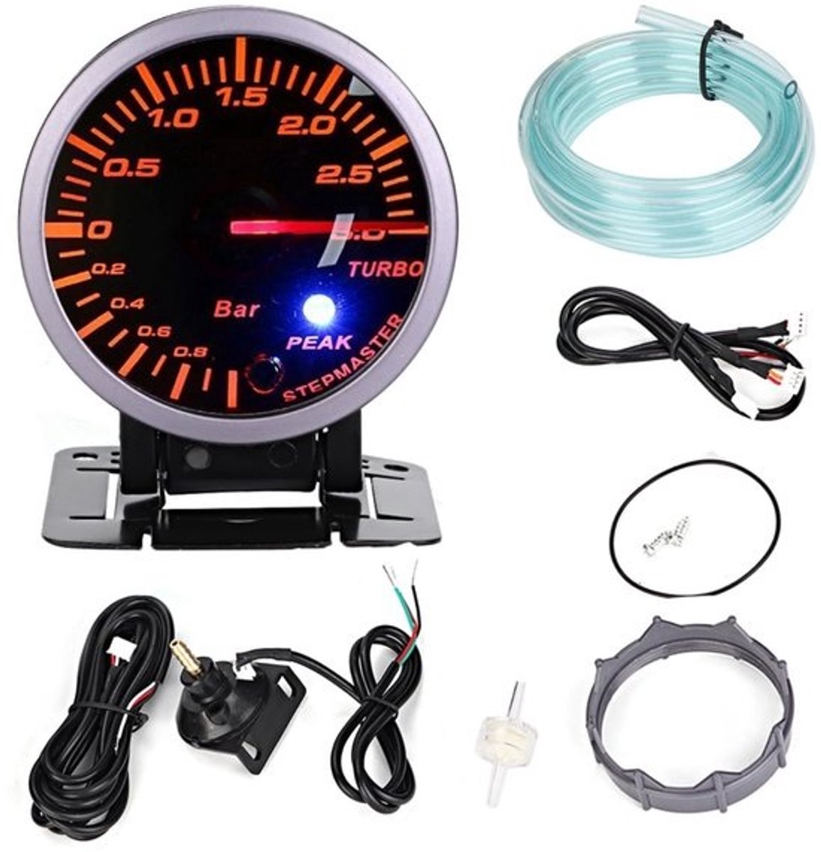 Turbo-boostmeter - DC12V - 2.5 inch - 60 mm - 3.0 bar - Led - Automodificatie - Boostmeter - Wijzer