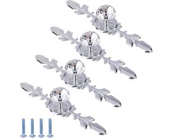 Ladeknoppen Kastknoppen Diamant Vorm Ladeknop Alacena Garderobe Handvatten met Zilveren Plaat en Schroeven, 120MM (Set van 4)