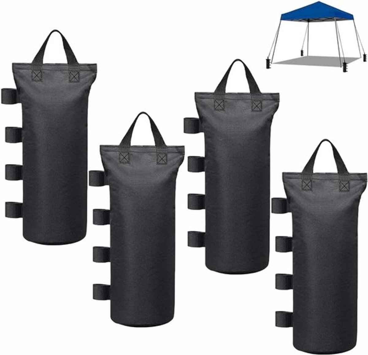 Set van 4 zandzakken - Voor paviljoen en parasol - 600D Oxford - 50 x 15 cm - Gewichten - Voor tent, strand en trampoline