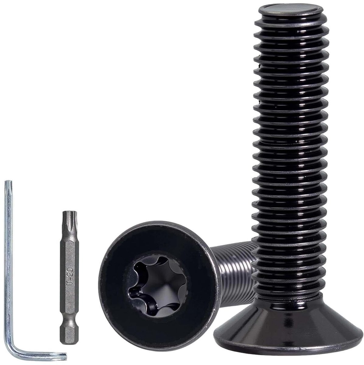 50 stuks verzonken kopschroeven M6 × 12mm, roestvrij staal A2 V2A zwart, verzonken kop, Torx-schroef, M6 fijndraad voor meubelbouw, machinereparatie, autobevestigingen, inclusief T30 Torx-bit en