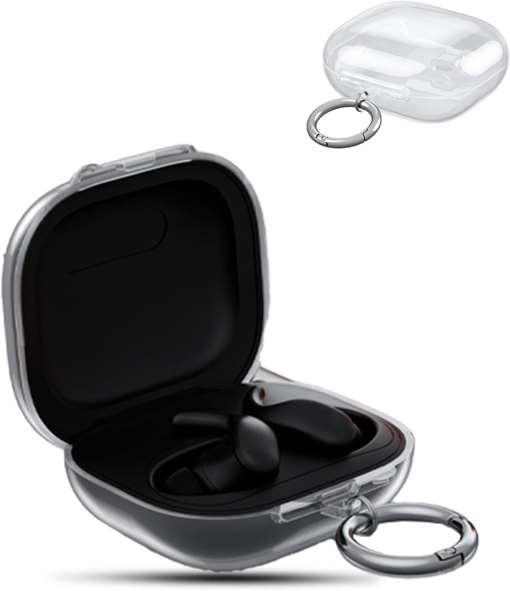 Hoes voor Beats Powerbeats Fit, draadloze hoofdtelefoon, daunke TPU beschermhoes, met ronde gesp, volledige bescherming, transparant
