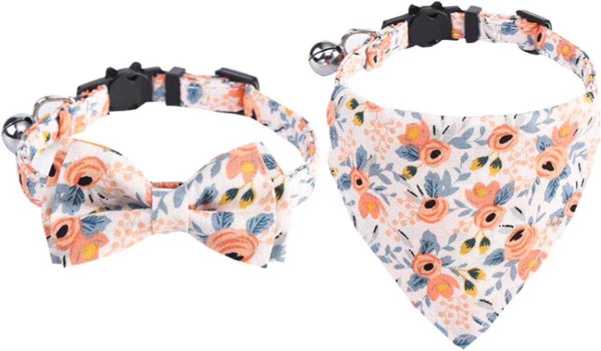Halsbanden Verstelbare Kattenbandana met Strik Klokken Bloemen Kittens Kittens Puppies