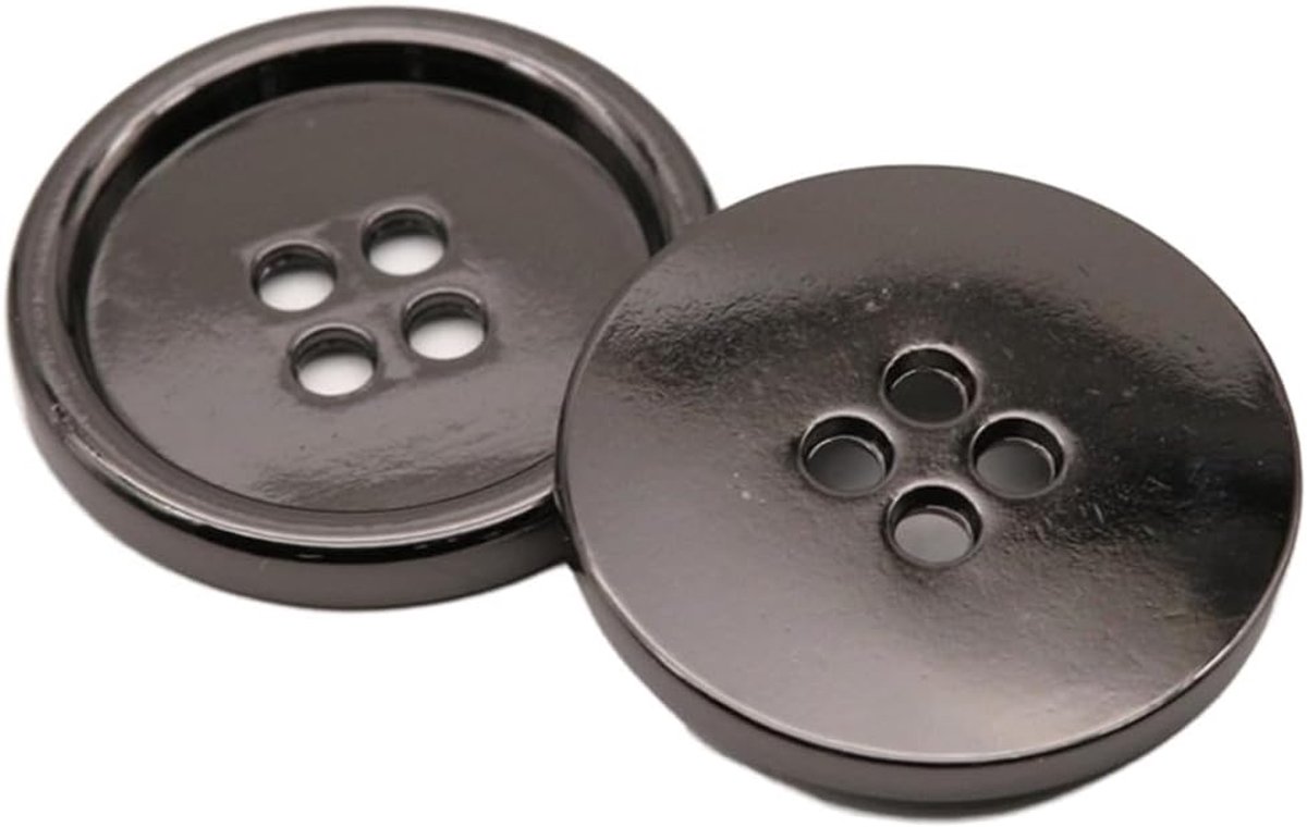 Knopen 20 mm Metalen Knopen 4 Gat Knopen Ronde Shirt Knopen Sierknopen Jas Knopen Windjack Knoppen Pak Knopen voor DIY Kledingdecoratie, Zwart