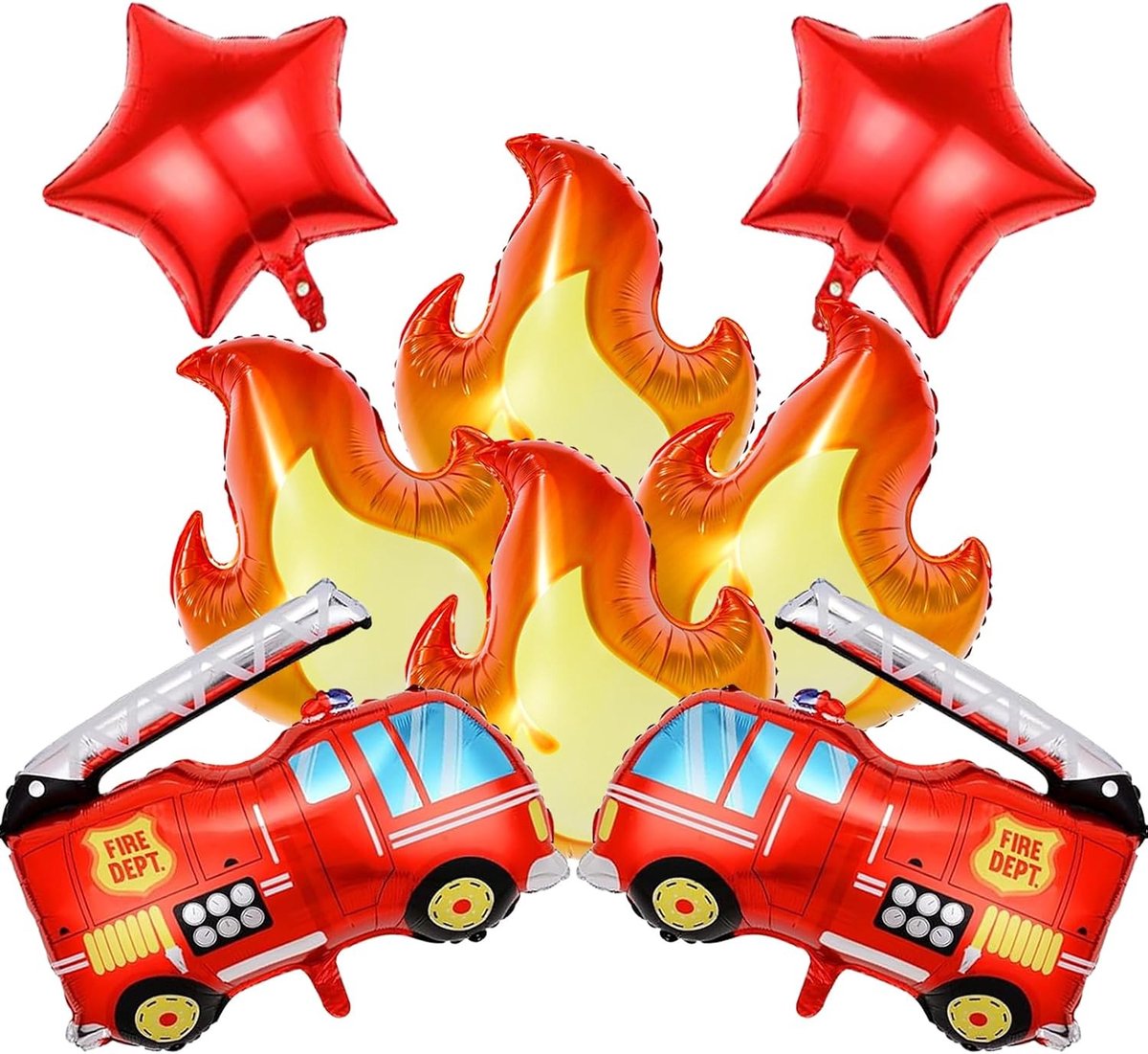 Hart folieballon - Rood - Aluminiumfolie - Brandweerauto Verjaardagsdecoratie voor Kinderen