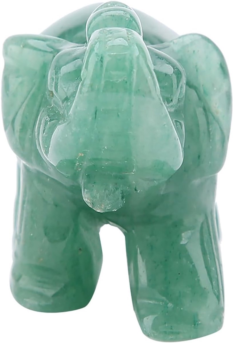 Natuurlijke Jade Olifant Beeldje, 2 cm, Decoratief Geluksornament voor Thuis en Kantoor, Groen