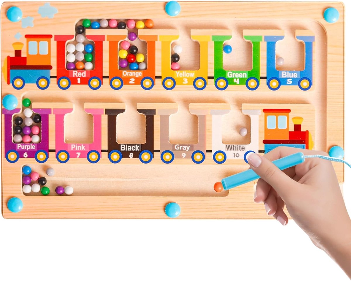 Speelgoed voor jongens en meisjes van 2, 3, 4 jaar, kinderen, cadeaus, magnetisch labyrint van hout, leeftijd 3, kleuters, leren, educatief speelgoed, kleursorteerspellen, kerst