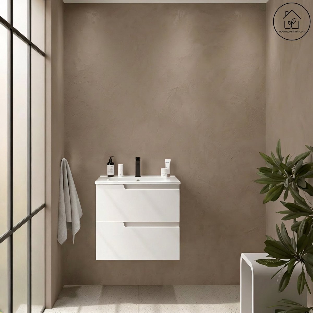 Sanitado Vima Luxe Wastafelkast 60cm Mat Wit Ibon Wastafel