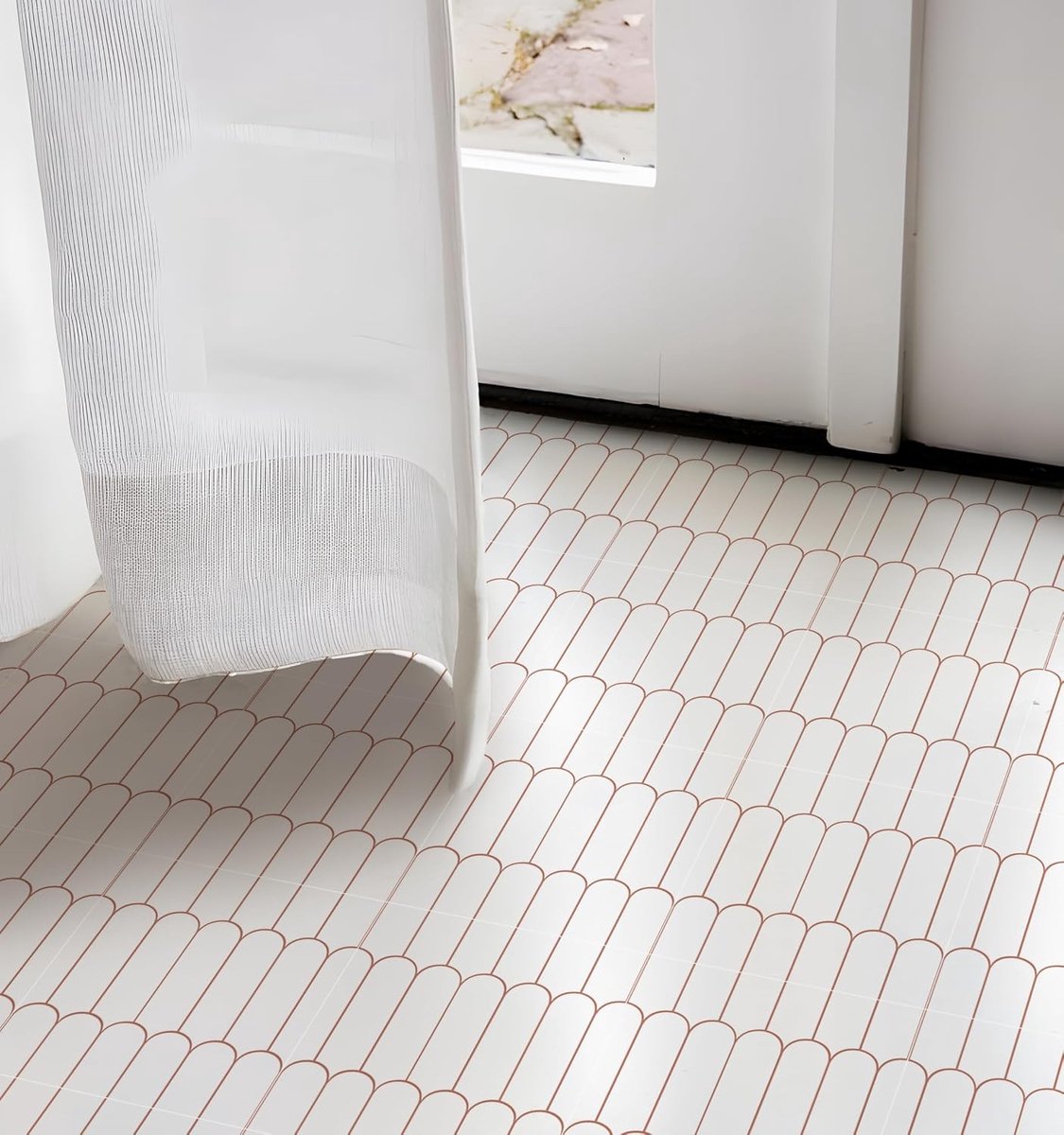 Waterdichte en Verwijderbare Vinyl Tegels van 20cm voor Badkamer, Keuken en Slaapkamer - Antislip, DIY Vloerdecoratie in Retro Wit en Rood