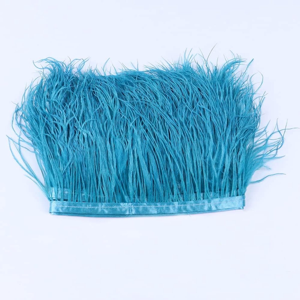 struisvogelveren stoffenstrook, verenrandingsband, struisvogelveren-bies, franjes met satijnen band voor Dream Catcher knutselen, kostuums, hoeden, knutselen, huisdecoratie, Halloween, DIY
