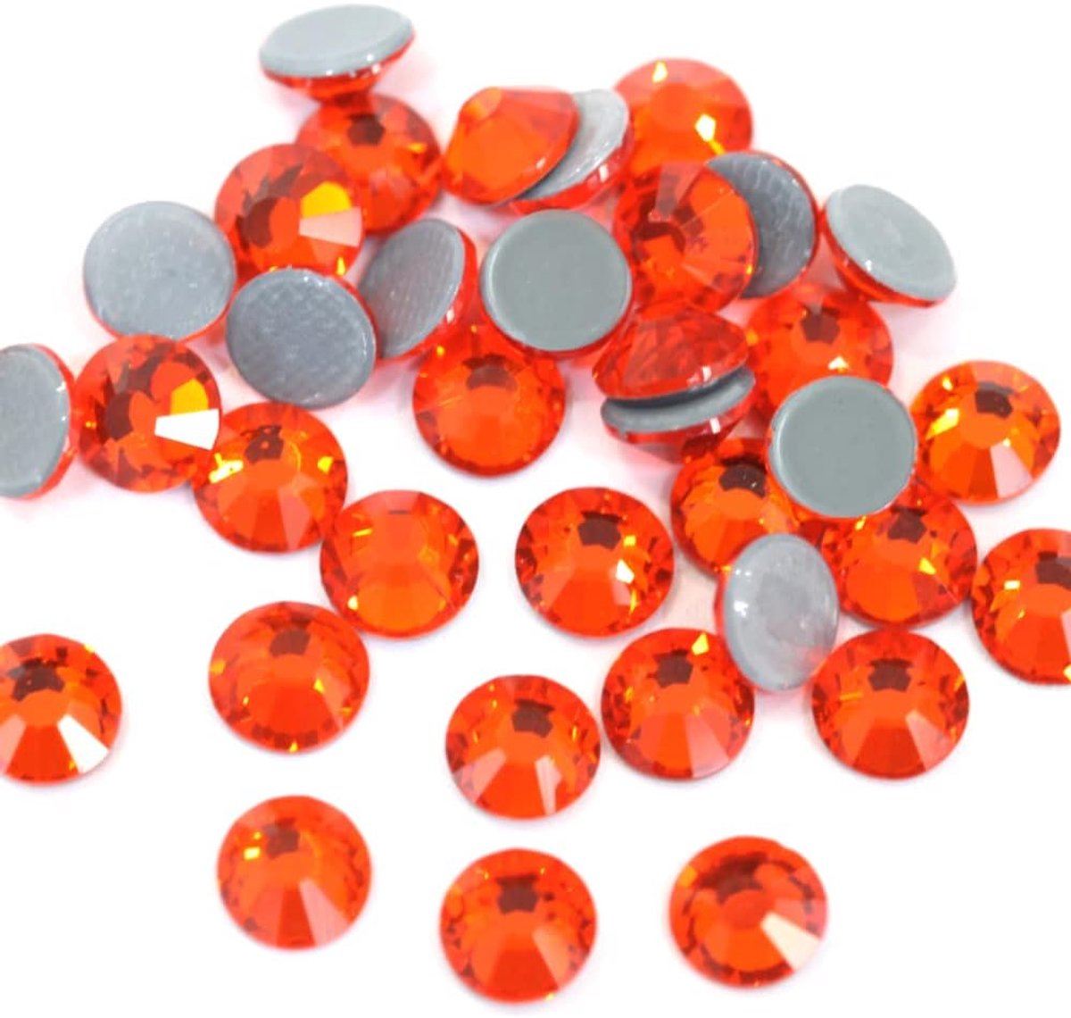 Strassteentjes, kristallen met platte onderkant, strassteentjes, glas, glittersteentjes, nagelkunst, edelstenen, ronde diamanten, hotfix kristal, ronde edelstenen, 3,8-4 mm, oranje