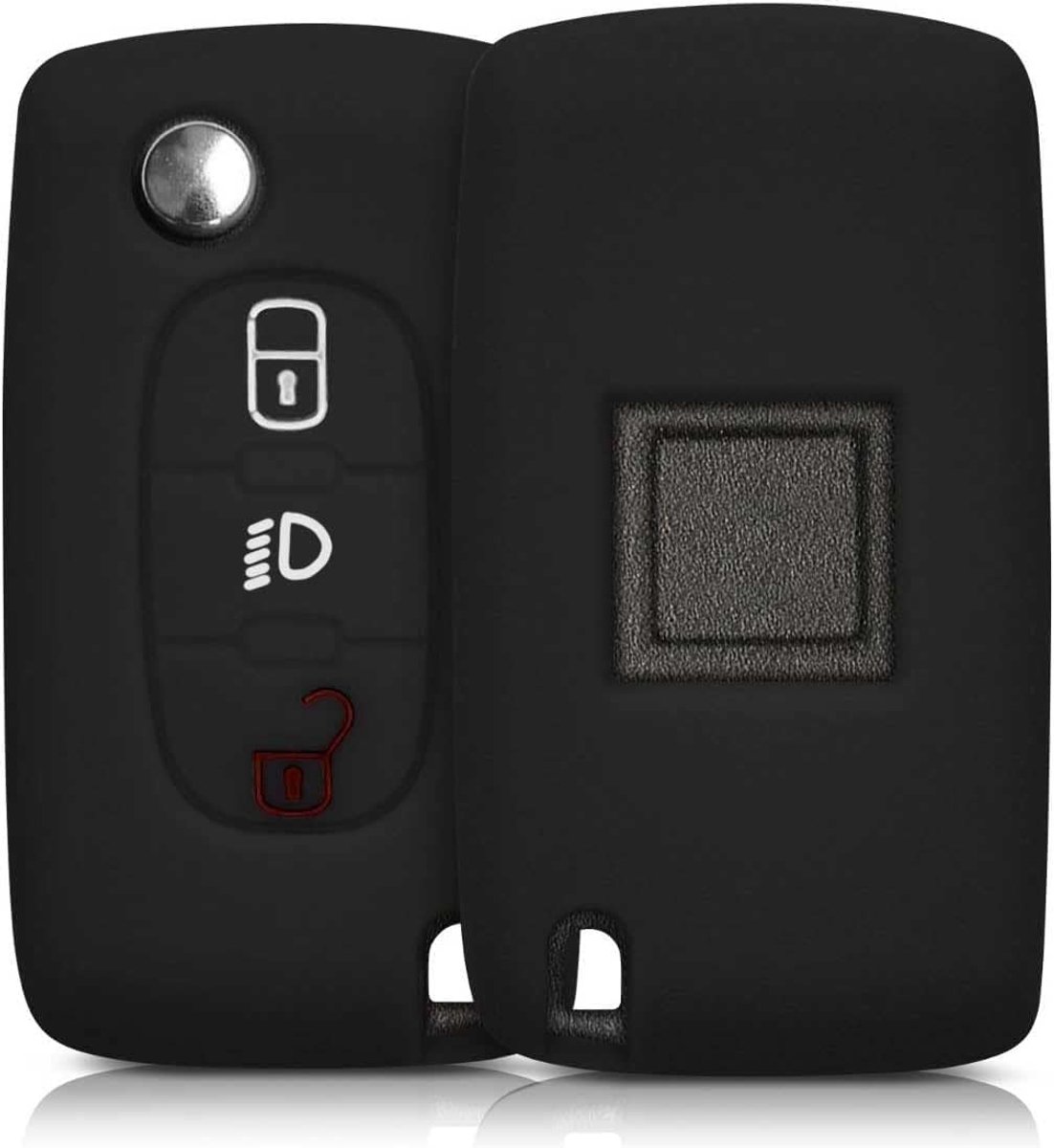Beschermhoes voor autosleutels van siliconen, compatibel met Peugeot 207 307 407 308 607 en Citroen C2 C3 C4 C5 Grand Picasso Berlingo C-Crosser (zwart)