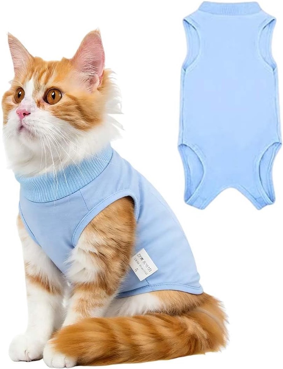 Kattenshirt voor Herstel en Sterilisatie, Bescherming tegen Lekken voor Buikwonden en Huidziekten, Maat M 34-40 cm Borstomtrek voor Katten van 2-4 kg