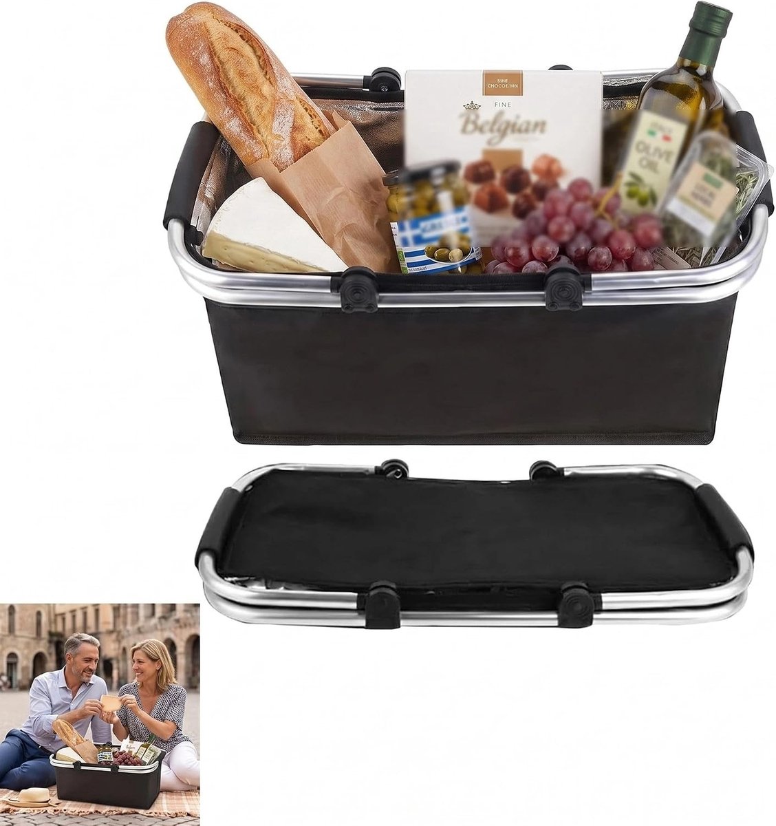 Vouwbare Koeltas met Geïsoleerde Binnenkant, Ideaal voor Boodschappen, Picknicks en Reizen, 18 Liter Inhoud, Draagbare Koerier met Comfortabele Handvatten