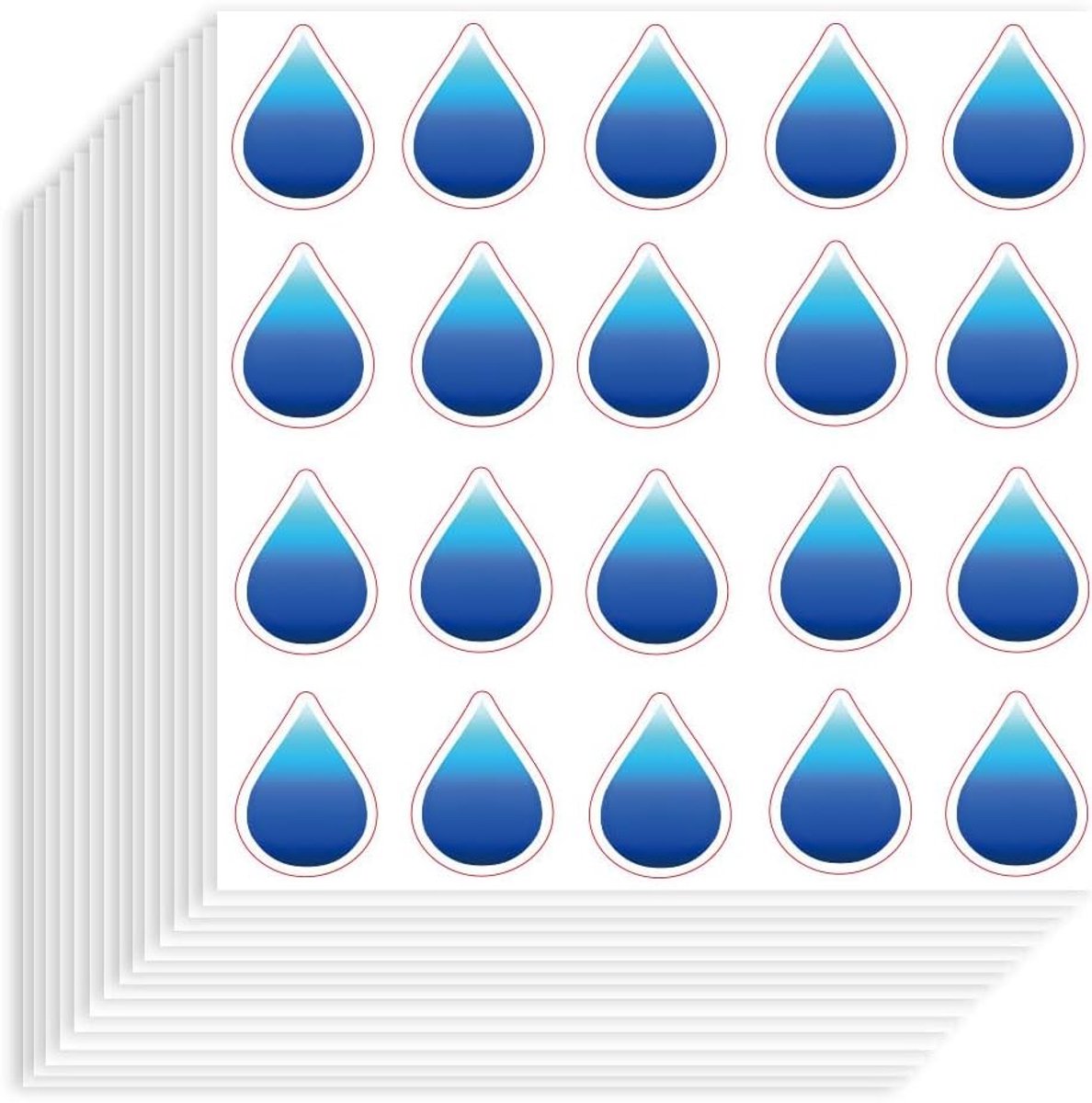 20 Stuks Zelfklevende Decoratieve Papieren Stickers 90 x 90mm Waterdruppel Stickers voor Scrapbook, Kalenders en Feestdecoratie