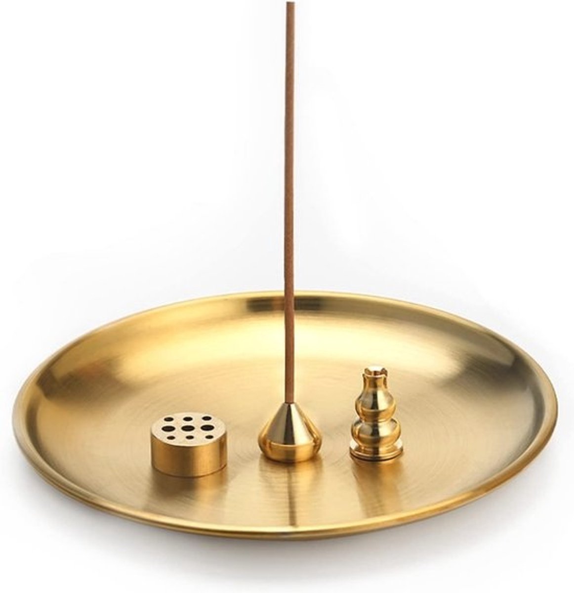4-in-1 Incense Stick Holder - Brass and Stainless Steel - 9 Holes for Meditation