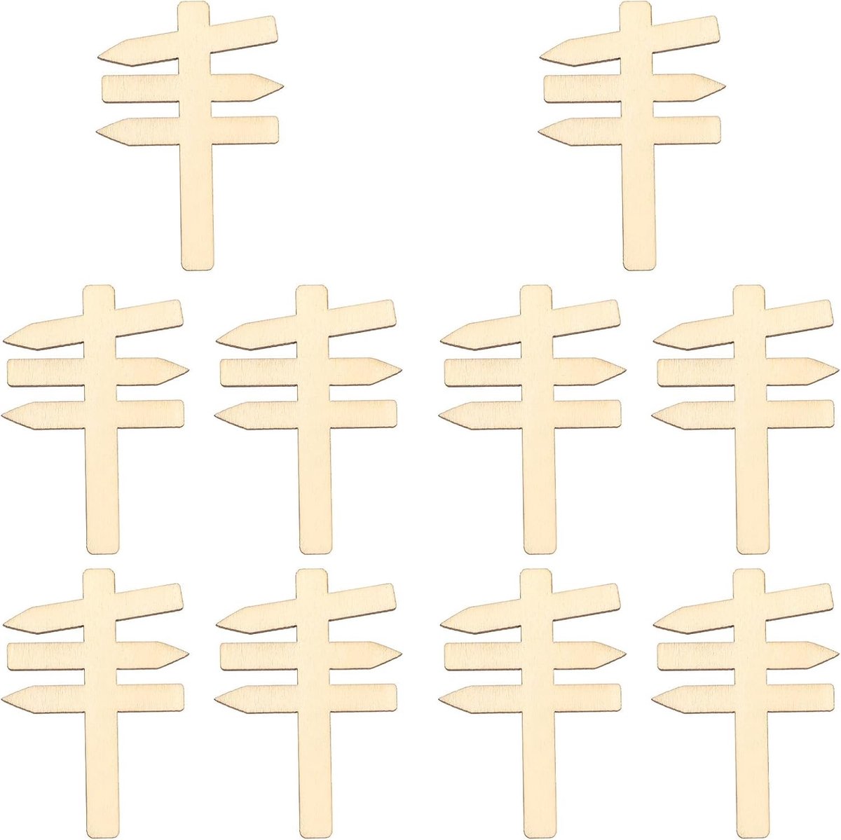 10 Stuks Miniatuur Houten Wegwijzers, 7 x 4,5 cm, Decoratieve Tuinborden voor Miniatuurdorpen en DIY Projecten
