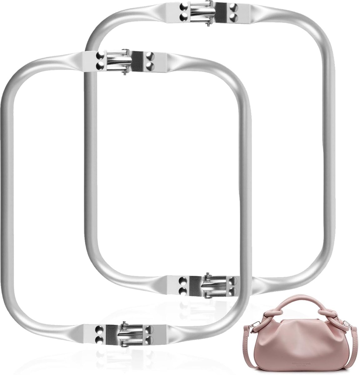 2 stuks U-frames voor het sluiten van haaknaalden (20 cm) van aluminium, binnenhandvat voor doe-het-zelf tassen, kussluiting, U-vormige tas met binnengreep, sluiting voor aluminium tas (2 stuks)