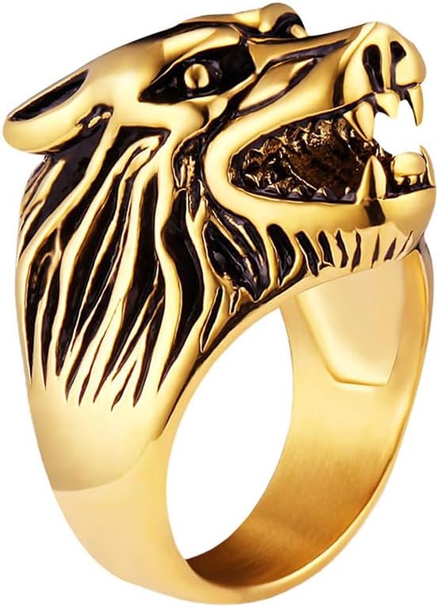 Ring edelstaal Wolf Goudkleurig-18mm