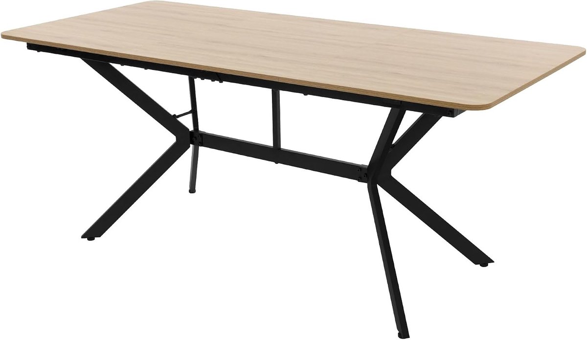 Lichtbruin Eettafel 180x80x75 cm Rechthoekige Tafel voor 6 Personen Industriële Keuken- en Woonkamertafel Stalen Frame Robuust Ontwerp Bureau Hoogte Verstelbare Schroefvoeten