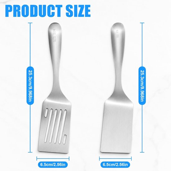 Grillspatel set met sleufspatel, robuuste keukenspatel met hoge hittebestendigheid voor plancha, grillplaat, hamburger, eieren en groenten — afbeelding 2