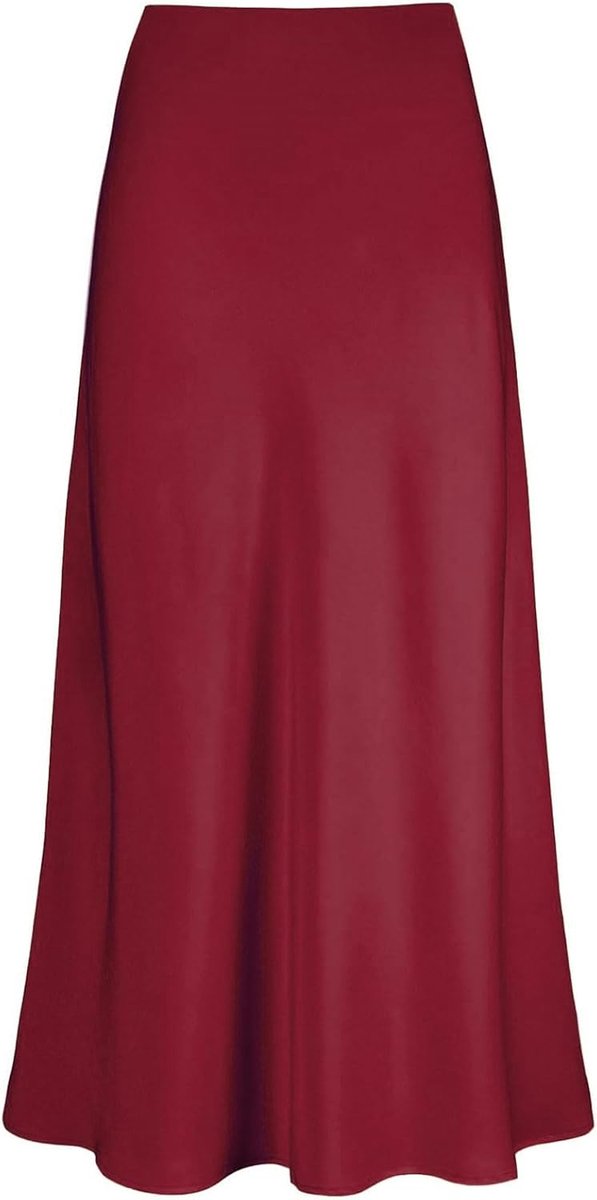 Damesrok lang satijn hoge taille elegante zijden rok elastische taille met ritssluiting elastische effen kleur rok party zomer casual