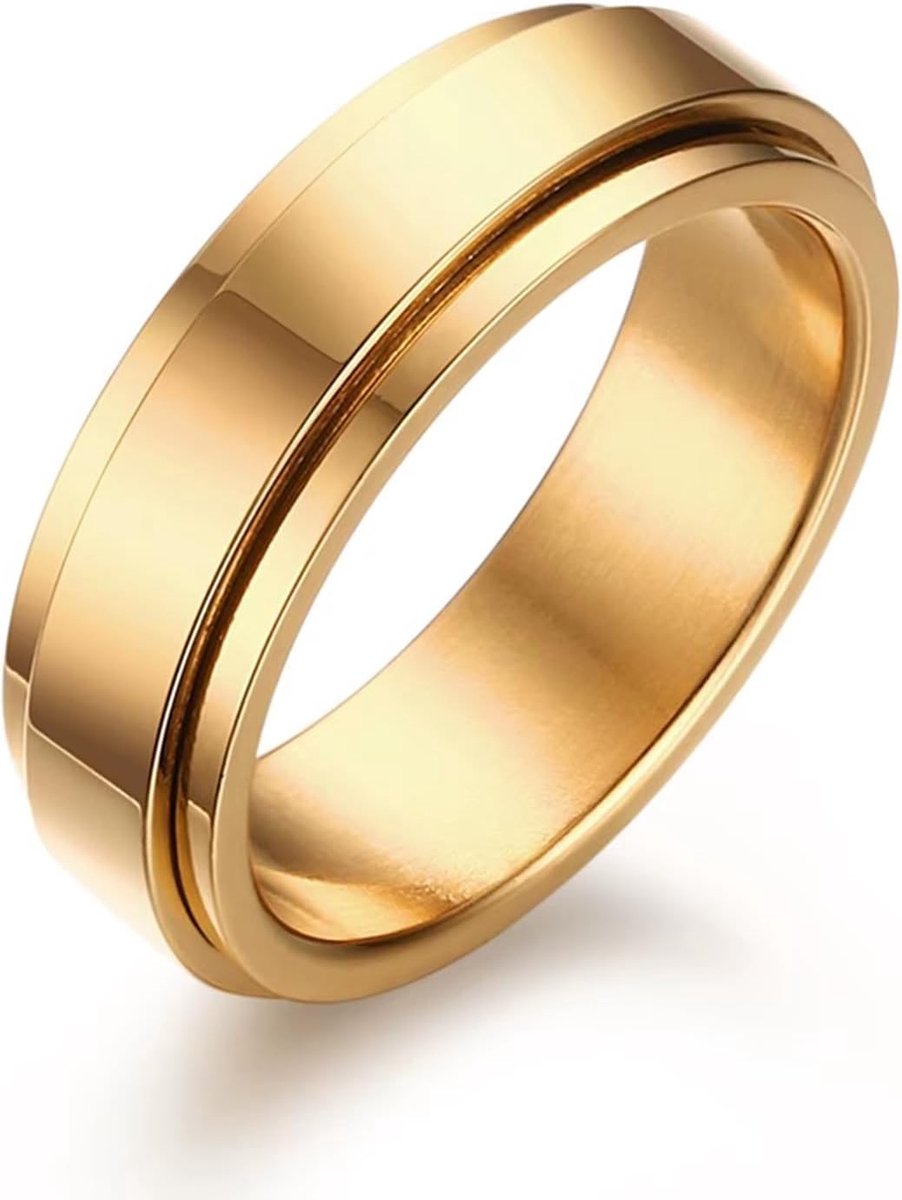 Herenring van roestvrij staal met draaibare band, 6 mm, draaiend middenstuk, modieuze herenring