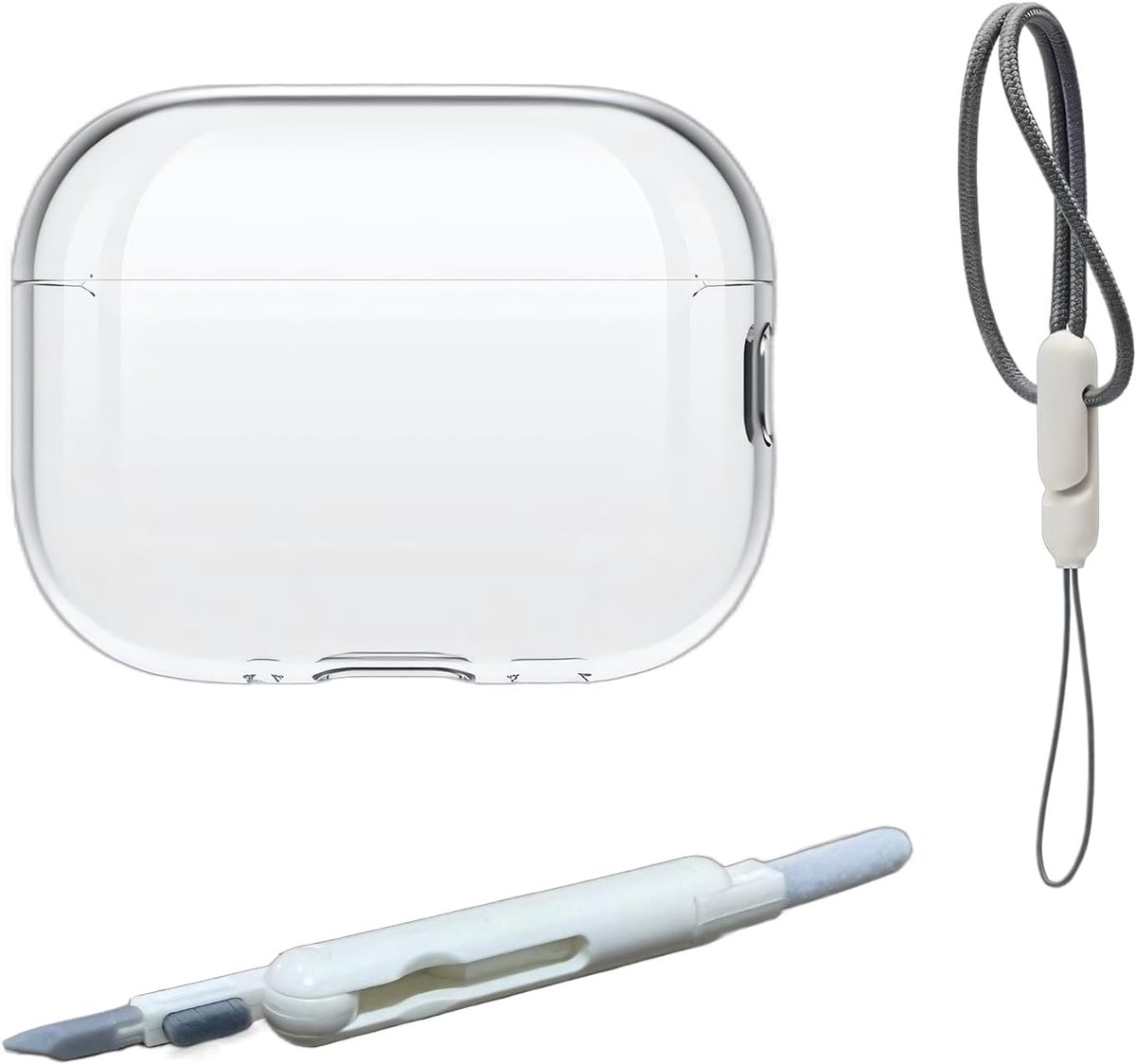 Pro 3 case transparant TPU airpods pro 3 hoes met polsband en reinigingspen, anti-geel Soft Clear Apple Airpods Pro 3 case schokbestendig ondersteunt draadloos & USB-C opladen