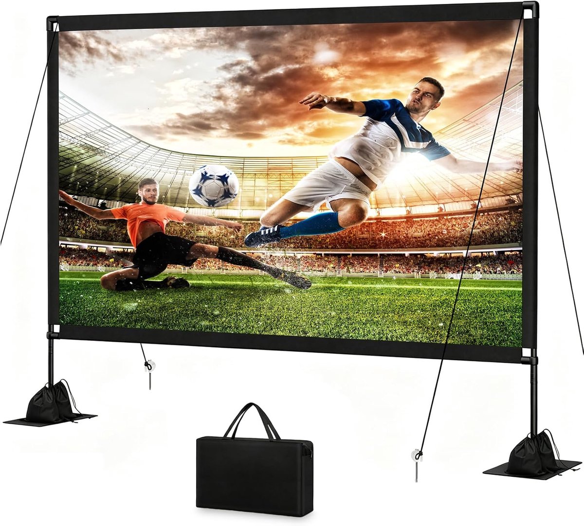 120 inch scherm met statief, 16:9 4K HD draagbaar, kreukvrij projectiescherm, voor- en achterprojectie voor binnen en buiten, inclusief draagtas, ideaal voor thuisbioscoop, tuin en camping
