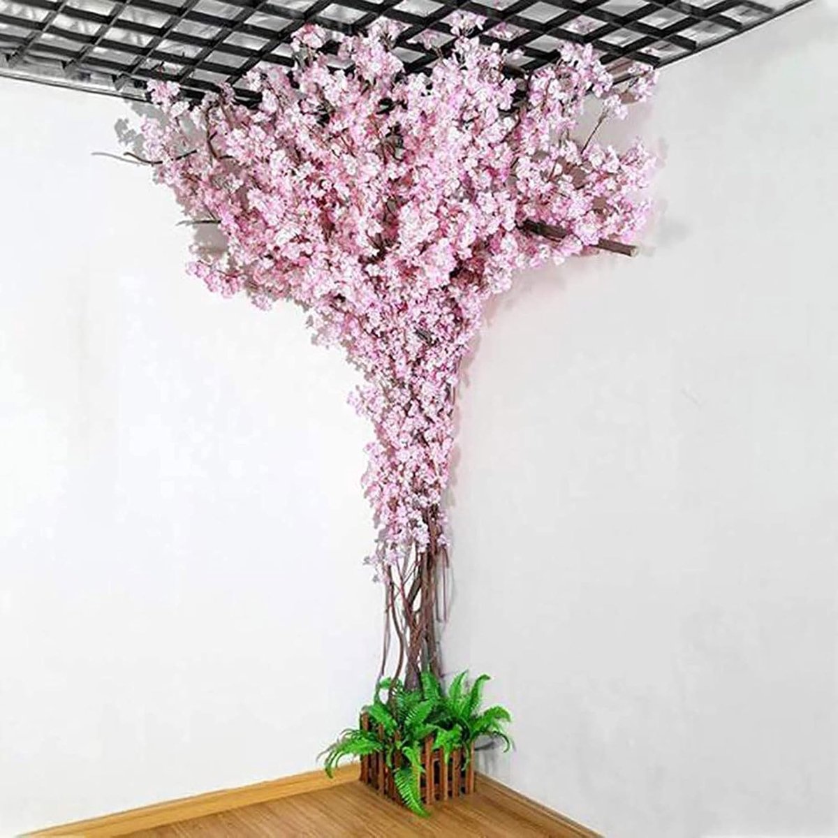 Kunstmatige Kersenbloesem Boom Kunstmatige Plant Kunstmatige Bloesem Boom Realistische Plant Grote Muur Woondecoratie Binnen Buiten Bruiloft,Roze