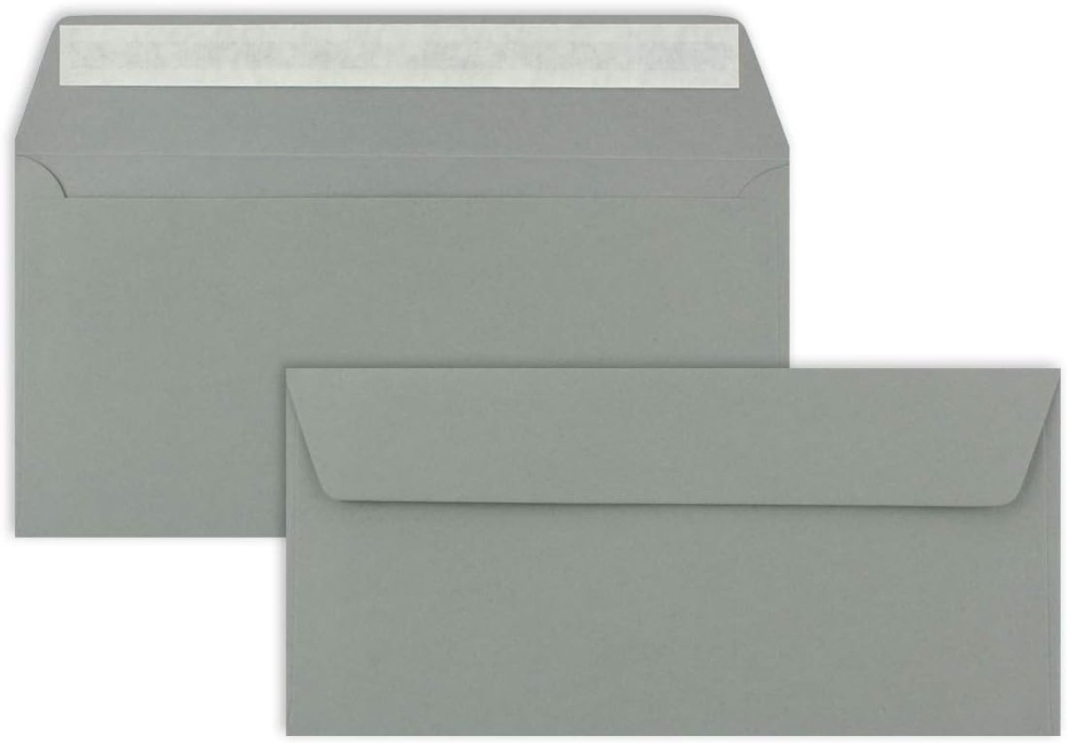 25 enveloppen, DIN-formaat (11 x 22 cm), grafietgrijs/donkergrijs - 110 g/m² - zeer vormvast - zelfklevende sluiting - kwaliteitsproduct van FarbenFroh door GUSTAV NEUSER