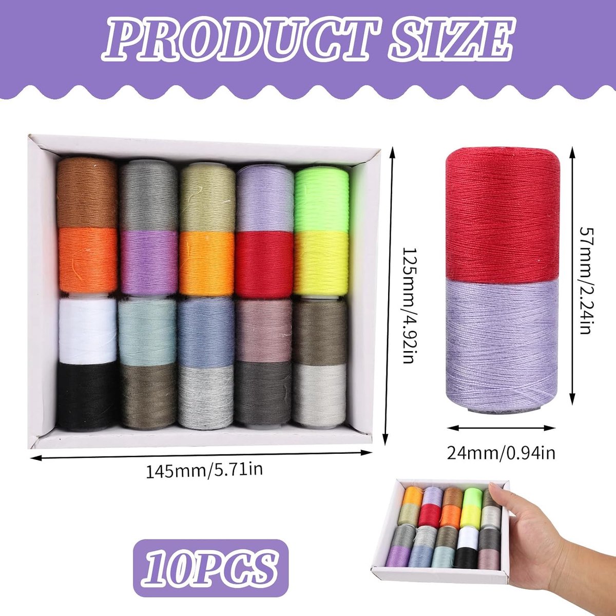 10 stuks tweekleurige spoelen van polyester, naaigarenset, willekeurige kleuren, garen voor hand- en machinenaaien, geschikt voor kleding, repareren, knutselen en decoratie