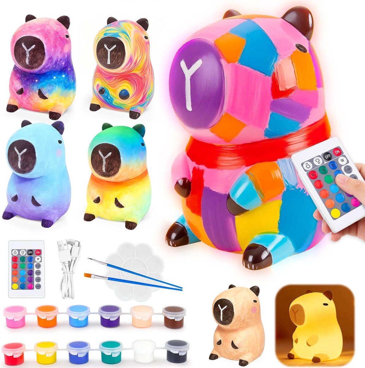 Cadeau voor meisjes 6 7 8 10 9 jaar: speelgoed meisjes 8-6-11 jaar DIY spelletjes kinderen 5-12 jaar creatief werk kit schilderij nachtlampje Kapibara voor kinderen ideeën verjaardag decoratie kamer