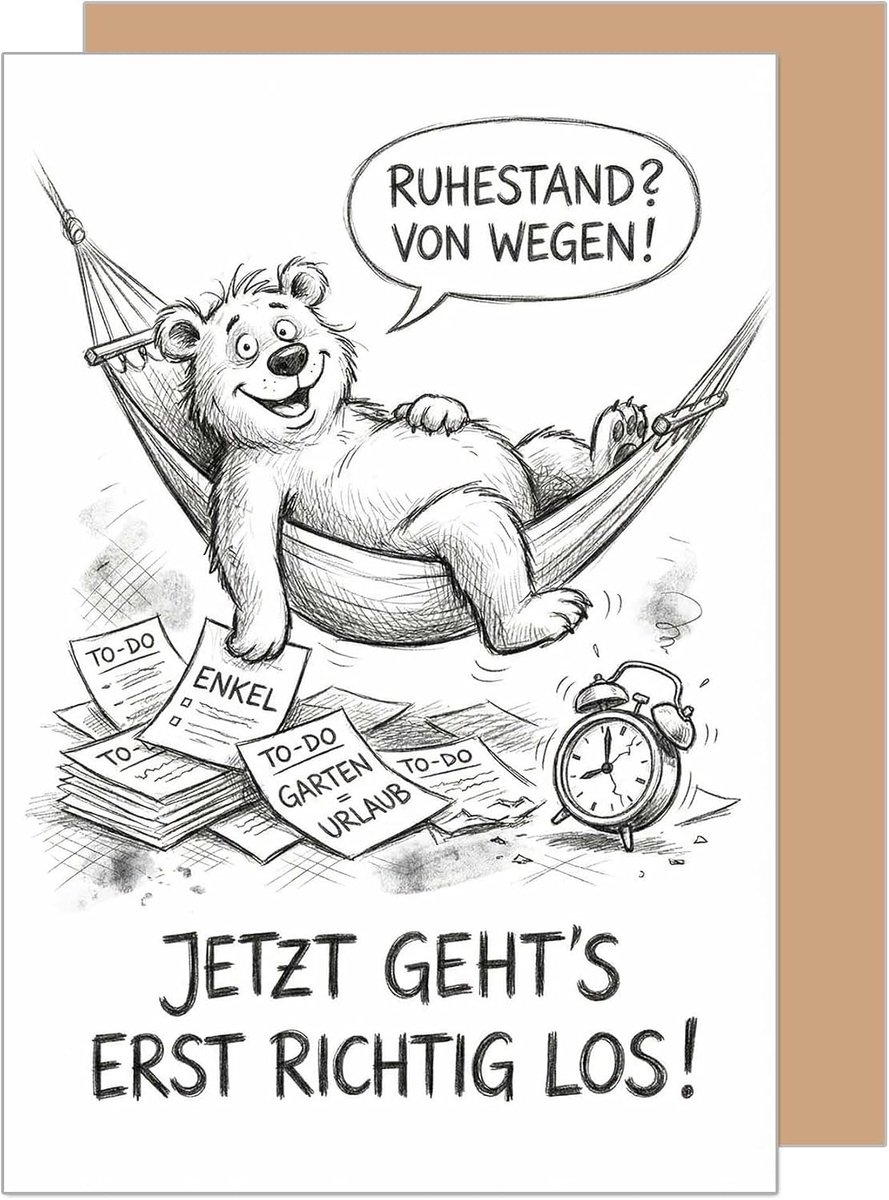 Seidel Premium wenskaart met pensioen met envelop. Pensioenkaart Wenskaart Spreuken pension pensioen vrije tijd relaxen humor collega man vrouw (R177 SW026)