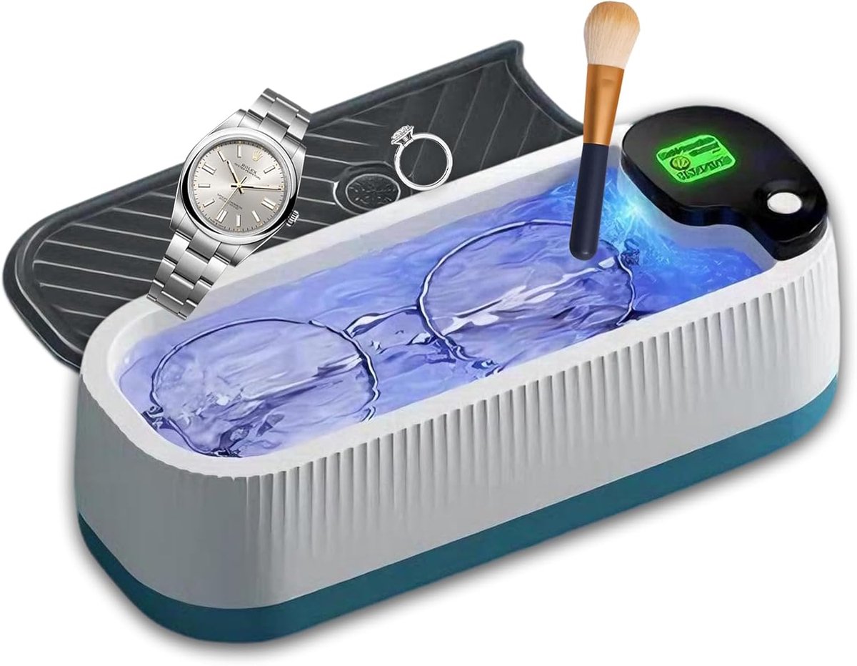 Reiniger, 45 kHz wasmachine, ultrasone brillen, sieradenreiniger met 3 reinigingsmodi voor brillen, sieraden, horloges en andere accessoires, 300-500 ml