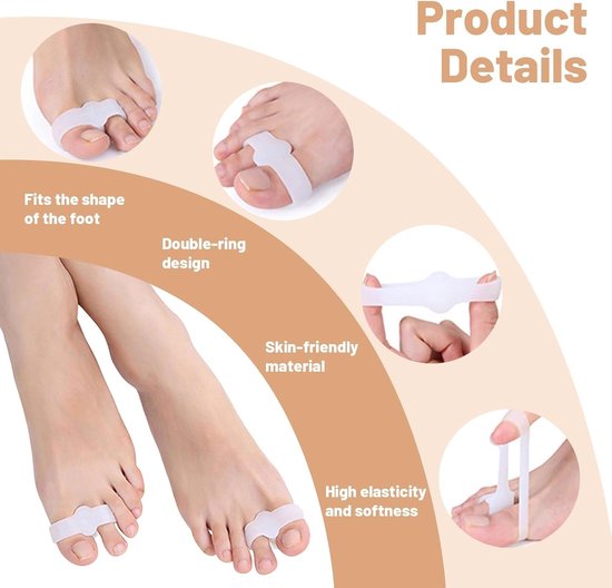 Pack van 2 Gel Bunion Correctors en Soft Spacers voor Grote Tenen, Voetcorrectie, Klauwteen en Comfort voor Mannen en Vrouwen — afbeelding 3