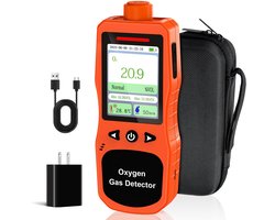 Draagbare zuurstofdetector - oplaadbare O2-monitor - geluid, licht, trillingsalarm - meet temperatuur en vochtigheid - ShopVlot