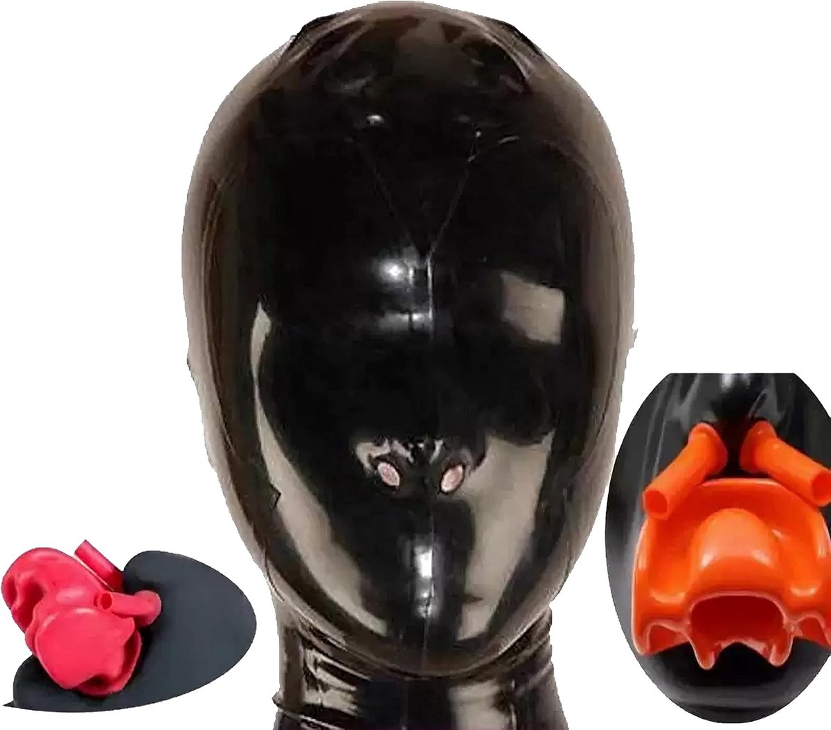 Full Face Masker Latex M - Seks BDSM met Rits - Gag met Neusbuis - Voor Zintuiglijke Deprivatie - ShopVlot