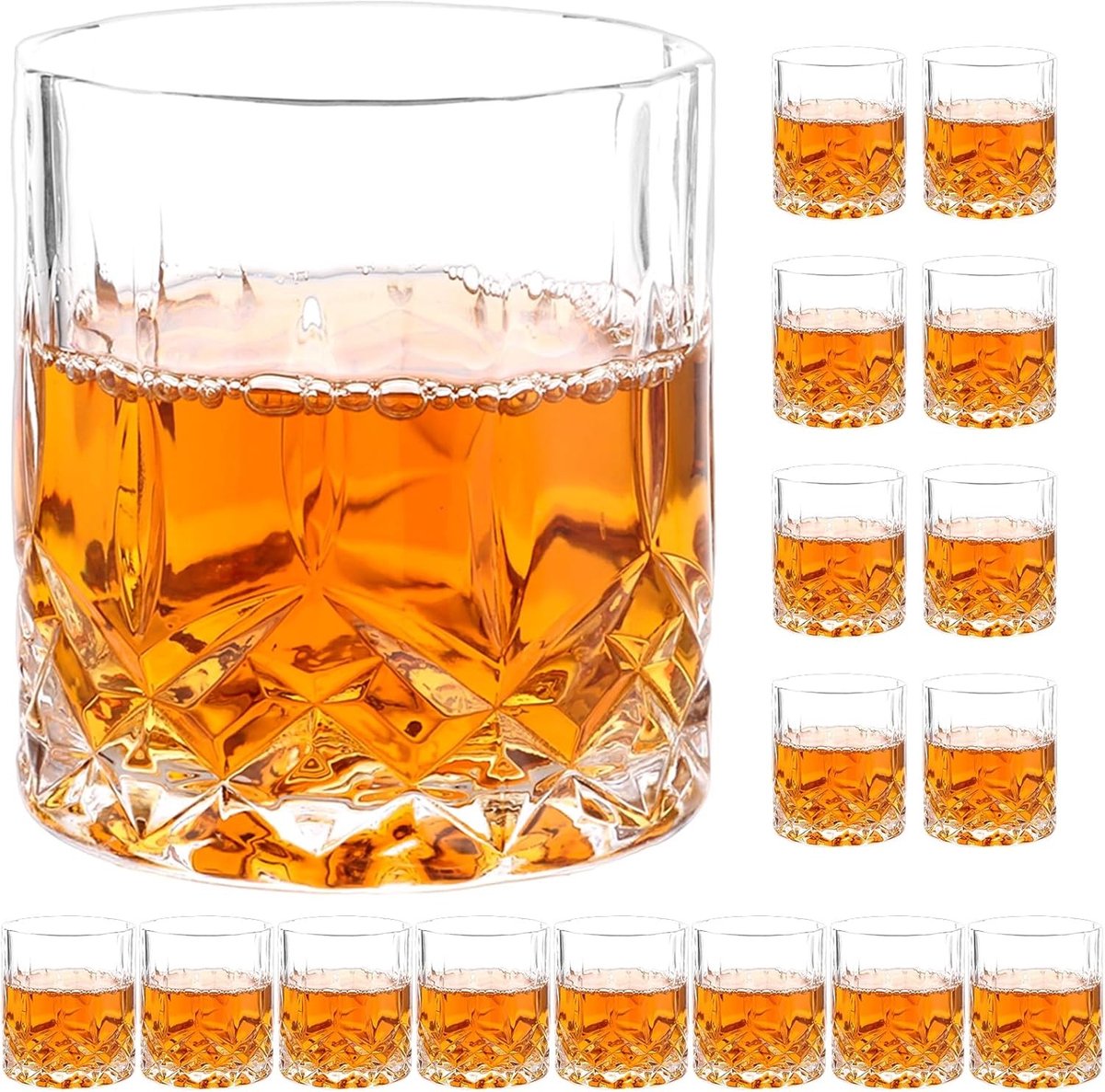 Set van 18 Kristallen Whisky Glazen van 200 ml voor Whisky, Rum en Cocktails - Perfect voor Scotch en Feestjes