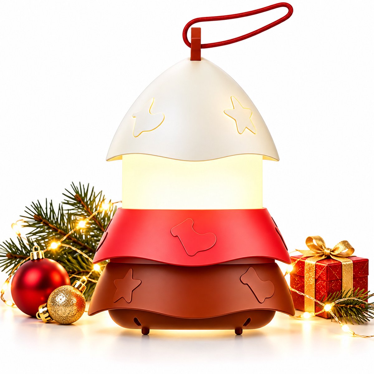Kerstboom nachtlamp - Opvouwbare LED lamp met 7 lichtkleuren en muziek - USB-oplaadbaar met handvat - Hangende kerstdecoratie voor kinderkamer, slaapkamer en woonkamer - Kerstmis