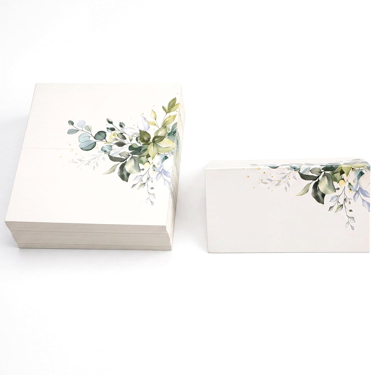 Plaatskaartjes communie, eucalyptus, groene bladeren, naambordjes, bruiloft, voor verjaardag, communie, vormsel, doop, feest (9 x 10 cm)