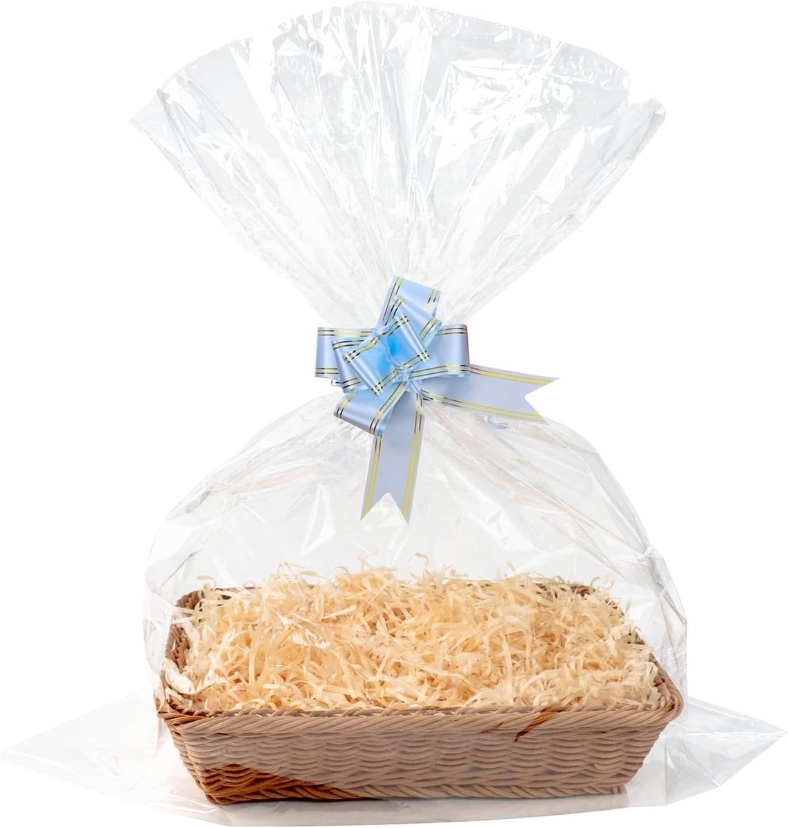Lege Cadeaumand met Treksluiting en Transparante Zak, Ideaal voor Feestdagen en Cadeaus, Polypropyleen Mand (30 x 20 cm)