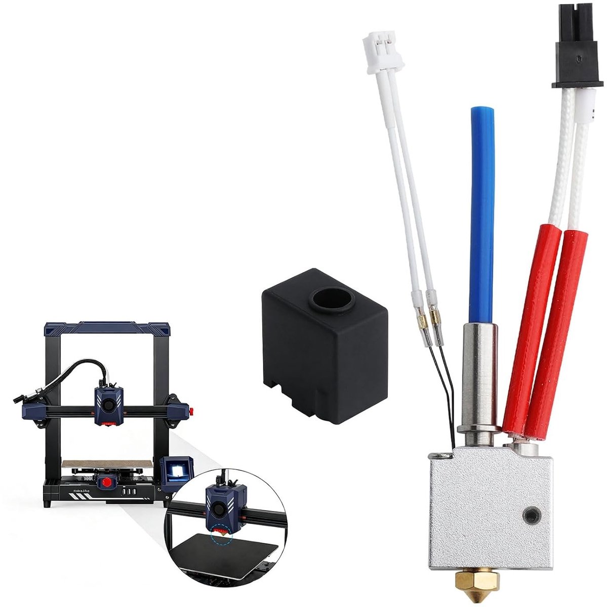 Kobra 2 Hotend Extruder Vervangingskit - Compatibel met Kobra 2 Pro en Neo, Hoogwaardige Keramische Verwarmblok en 0.4mm Messing Nozzle voor 3D-printers