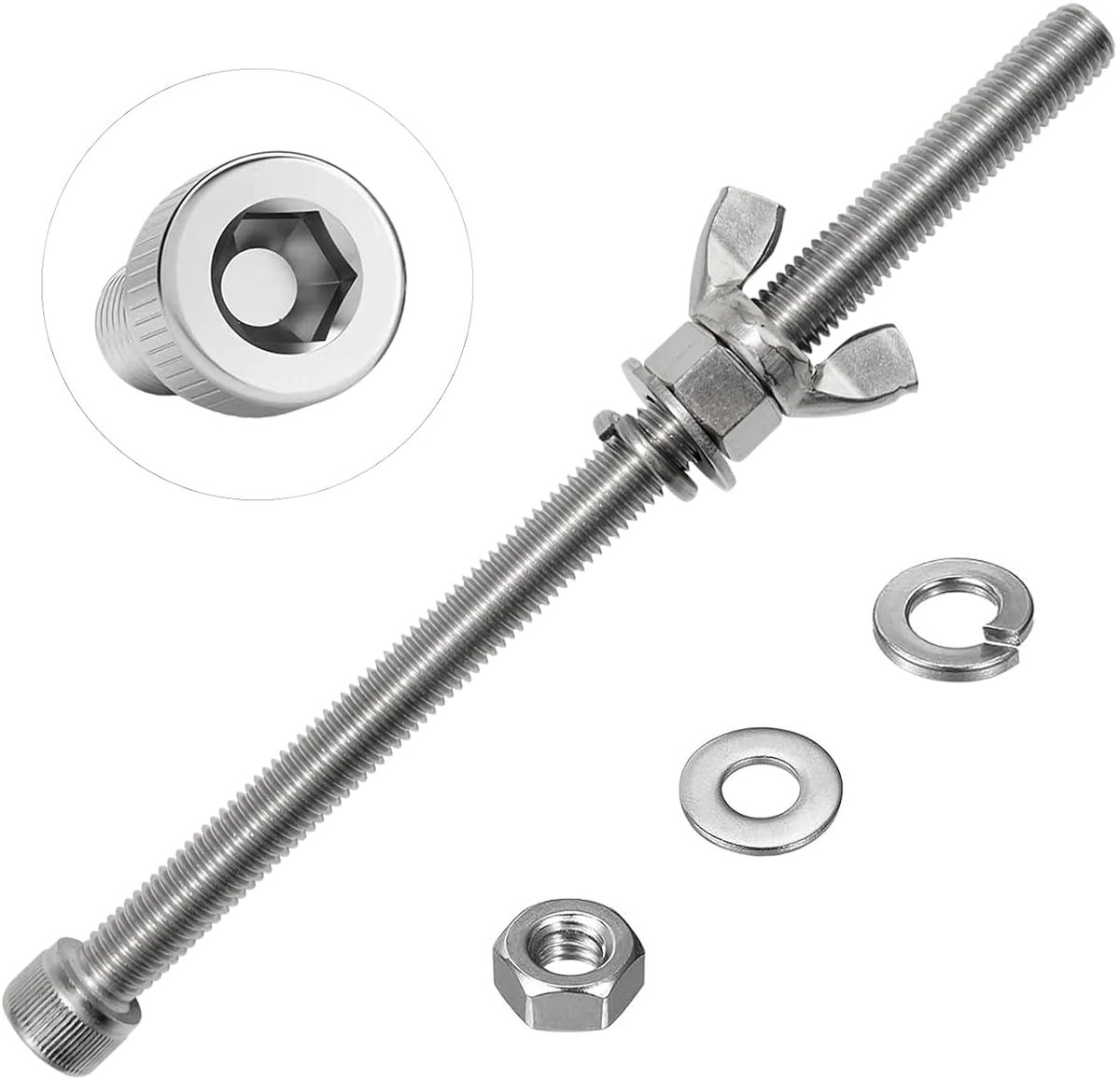 X 170 mm Cilinderschroef met binnenzeskant 10 Stk Volldraadsschroef
