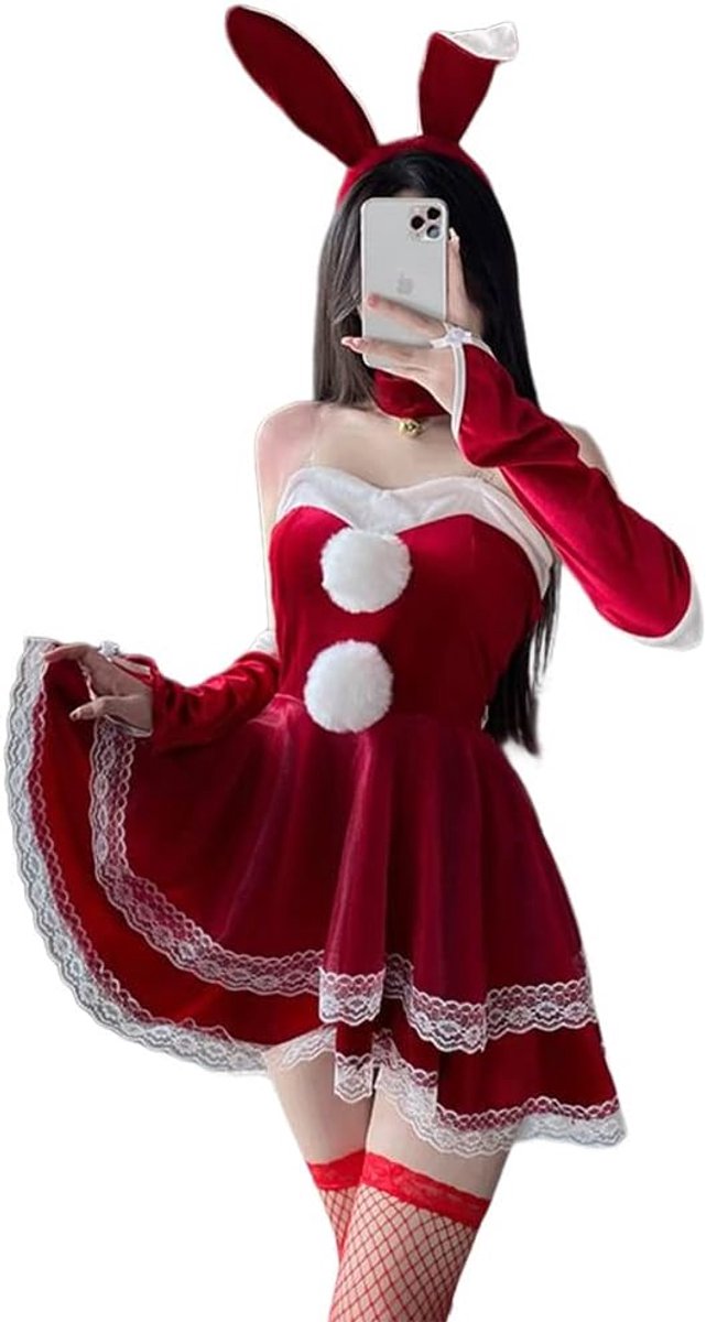 Cosplay Bunny Bodysuit Japanse Anime Fluwelen Babydoll Sexy Lingerie