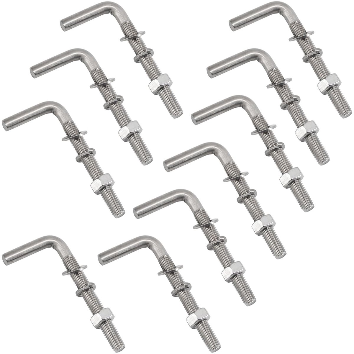 (10 stuks) M6x80mm L Vormige Schroefdraad Bout Kits 304 Rvs Foundation Anker Bouten Vierkante Schroeven Haken Voor Opknoping