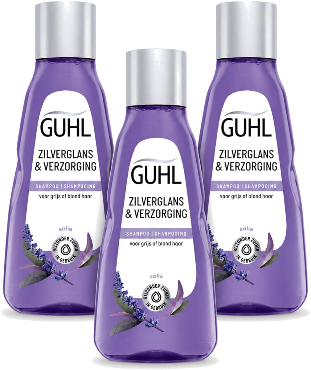 3 x Guhl - Shampoo Mini - Zilverglans & Verzorging - 50 ml - Voordeelverpakking - 3 stuks