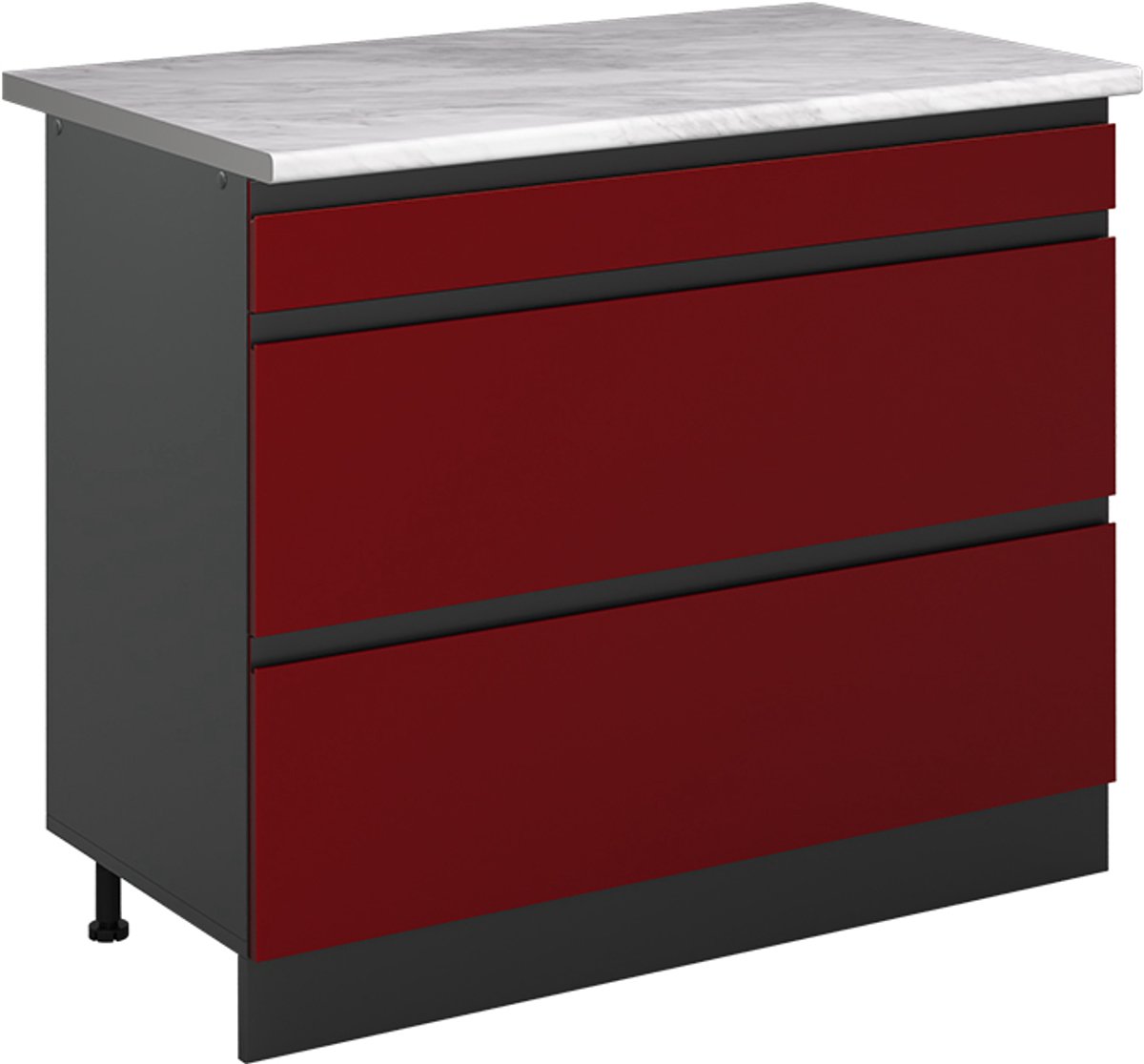 Vicco Keukenonderkast R-Line, Rood/Antraciet, 100 cm marmer werkblad